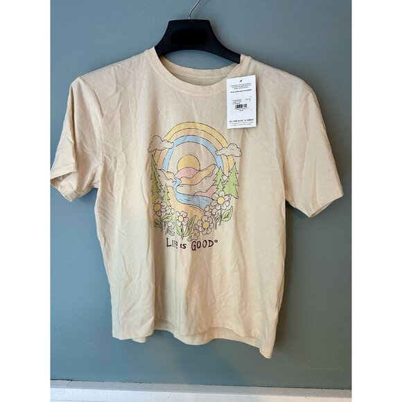 Life Is Good Rainbow River Forest Crop T Shirt Women Sz XS Cream Crusher Tee NWT - Picture 1 of 6